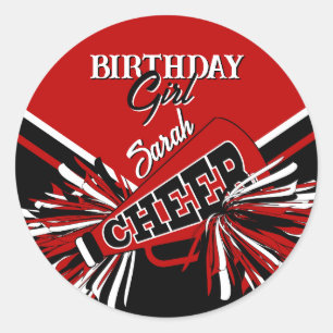 Cheerleader in Red, Black and White Classic Round Sticker