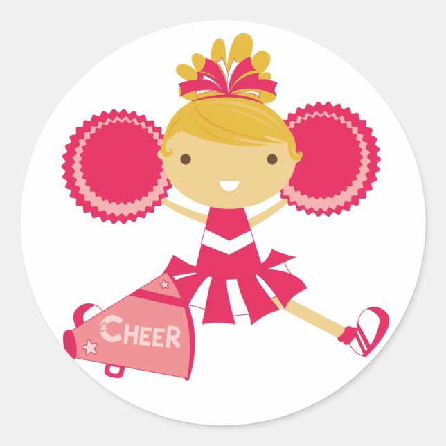 Cheerleader in Red Classic Round Sticker (Front)