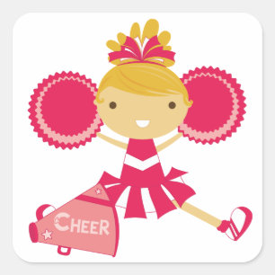 Cheerleader in Red Square Sticker