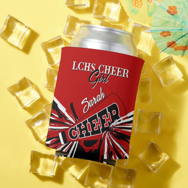 Cheerleader in Red, White and Black Can Cooler (In Situ Summer)