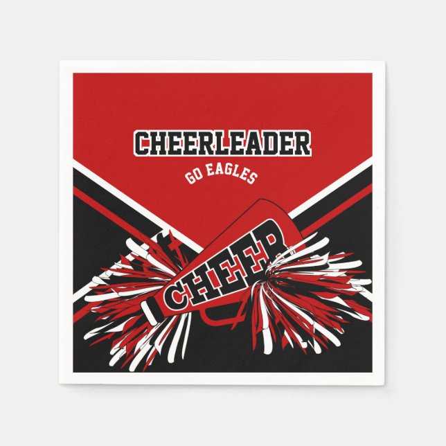 Cheerleader in Red, White and Black Napkin (Front)