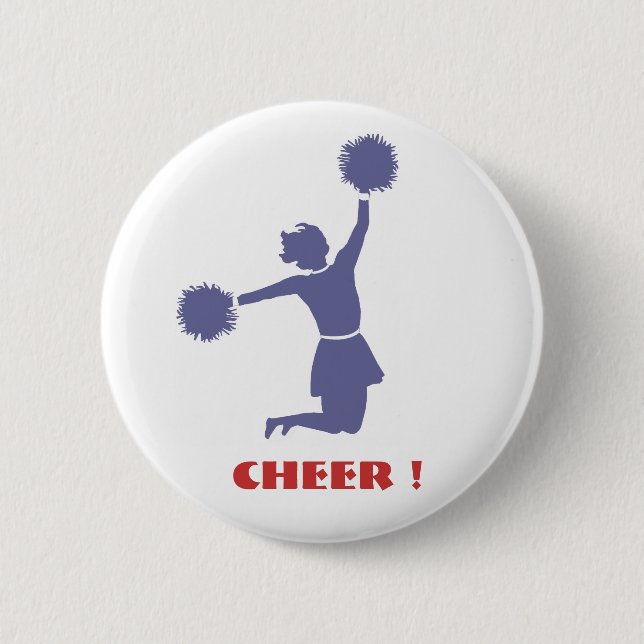 Cheerleader In Silhouette Badge Button (Front)