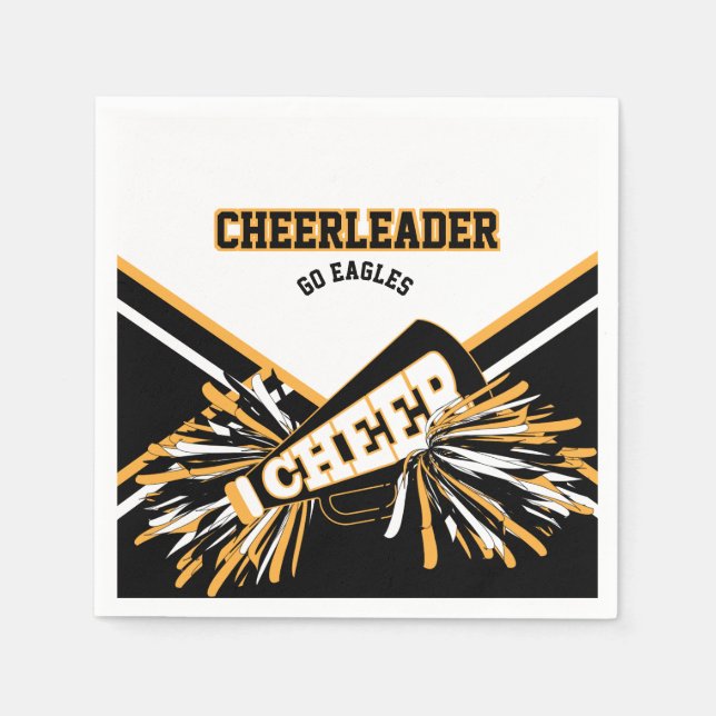 Cheerleader in White, Gold and Black Napkin (Front)