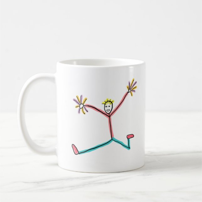 Cheerleader Leaping Stick Figure Coffee Mug (Left)