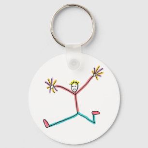 Cheerleader Leaping Stick Figure Keychain