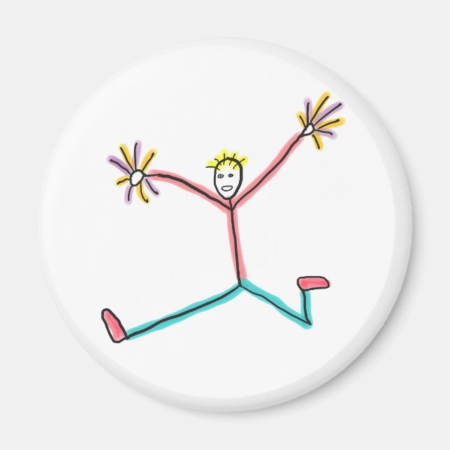 Cheerleader Leaping Stick Figure Magnet (Front)