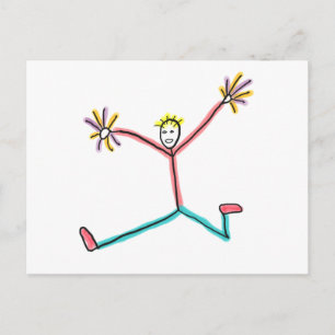 Cheerleader Leaping Stick Figure Postcard