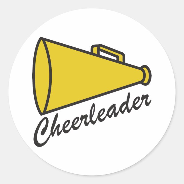 CHEERLEADER MEGAPHONE CLASSIC ROUND STICKER (Front)