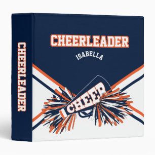 Cheerleader - Navy Blue, Orange and White 1.5" Binder