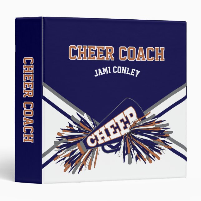 Cheerleader - Navy Blue, White, Grey and Orange Binder (Front/Spine)