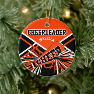 Cheerleader 📣 💖 - Orange, Black and White Ceramic Ornament