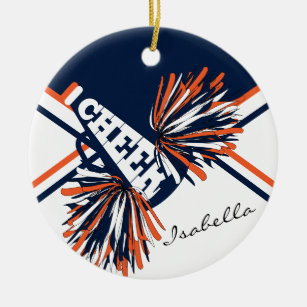 Cheerleader - Orange, White and Navy Blue Ceramic Ornament