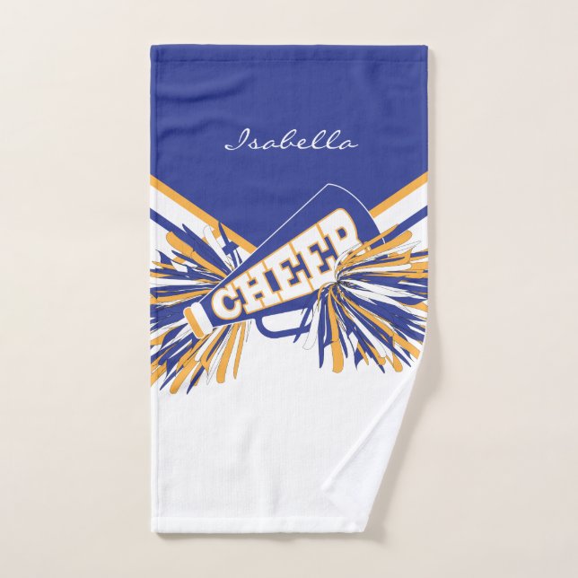 Cheerleader Outfit in Blue, White and Gold Hand Towel (Hand Towel)