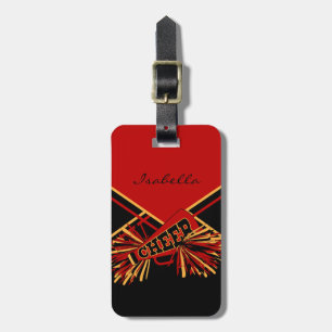 Cheerleader Outfit in Dark Red, Gold and Black Luggage Tag