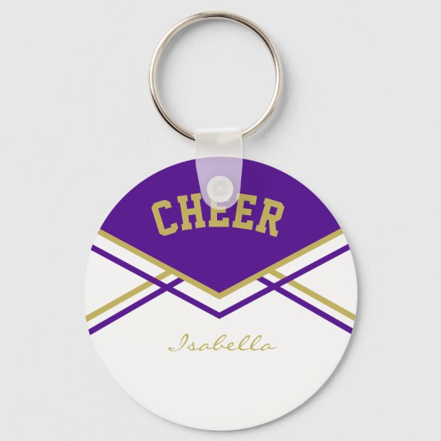 Cheerleader Outfit in Purple, Vegas Gold and White Keychain (Front)