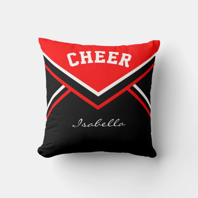 Cheerleader 📣 Outfit in Red Throw Pillow (Front)