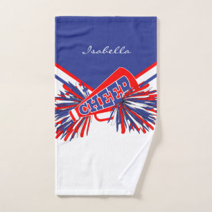 Cheerleader Outfit in Red, White and Blue Hand Towel