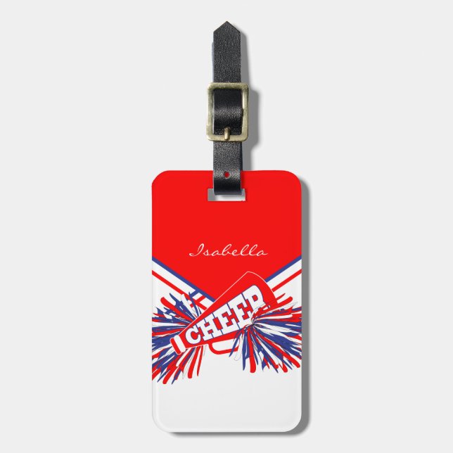 Cheerleader Outfit in Red, White & Blue Luggage Tag (Front Vertical)