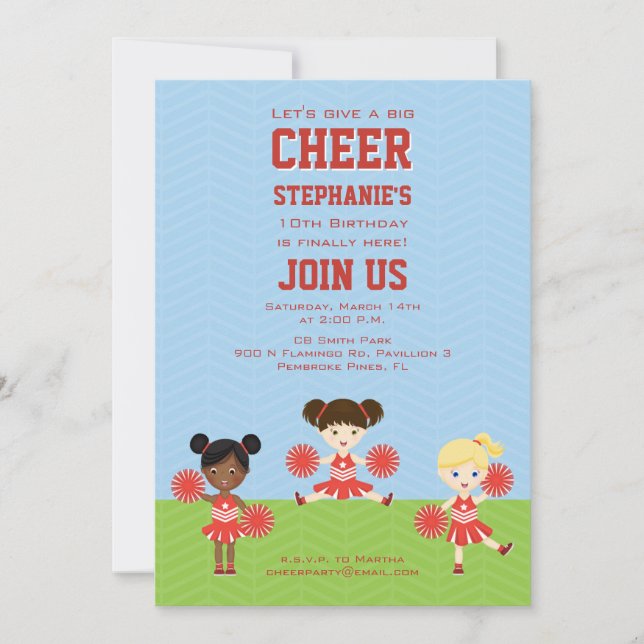 Cheerleader Party Invitation (Front)