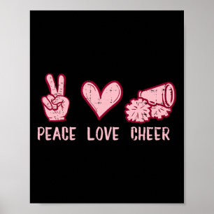 Cheerleader Peace Love Cheer Cheerleading Women Gi Poster