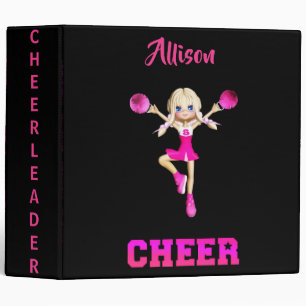 Cheerleader Pink / Black Personalized Cheer Binder