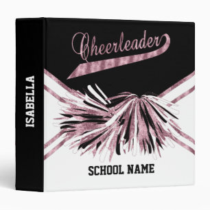 Cheerleader - Pink Glitter, Black and White Binder