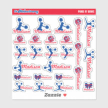 Cheerleader Pom Labels Personalized | School