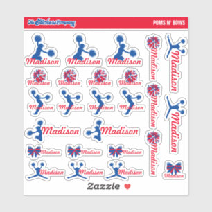 Cheerleader Pom Labels Personalized School