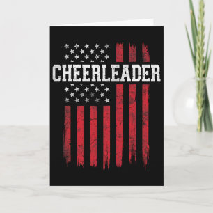 Cheerleader Proud American Flag Usa Patriotic Chee Card