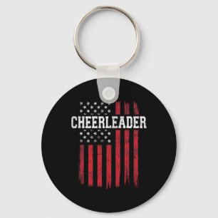 Cheerleader Proud American Flag Usa Patriotic Chee Keychain