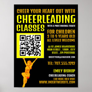 Cheerleader QR Code Sign, Cheerleading Classes Poster