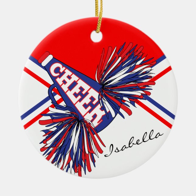 Cheerleader - Red, White and Blue Ceramic Ornament (Front)