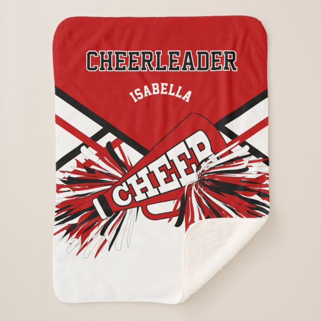 Cheerleader 📣 Red, White & Black Sherpa Blanket (Front)