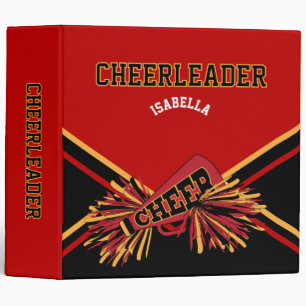 Cheerleader School Colours Black, Gold & Dark Red Binder
