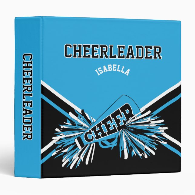 Cheerleader School Colours Black, White & Baby Blu Binder (Front/Spine)