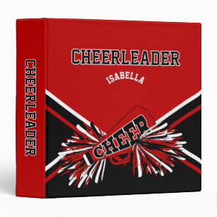Cheerleader School Colours Black, White & Dark Red Binder