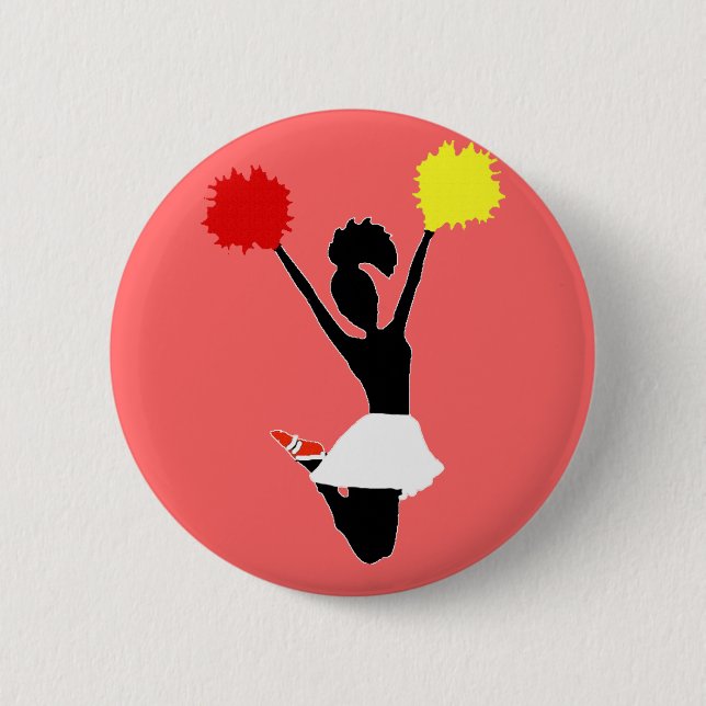Cheerleader Silhouette 2 Inch Round Button (Front)