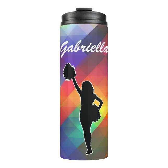 Cheerleader Silhouette Colourful BG personalize Thermal Tumbler (Front)
