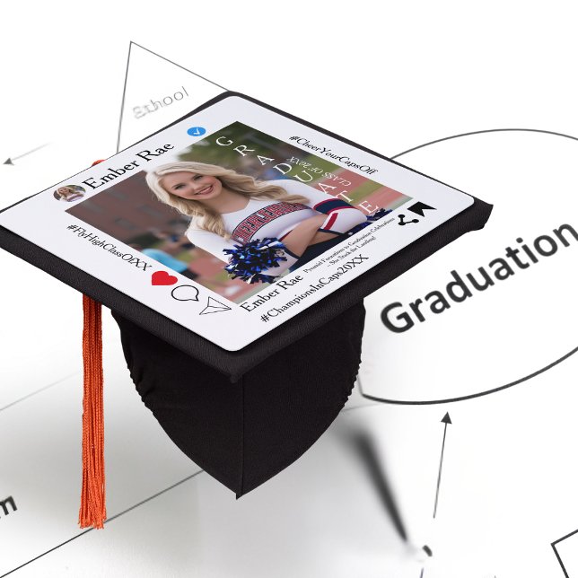 Cheerleader Social Media Graduation Cap Topper (Cheerleader Social Media Graduation Graduation Cap Topper)