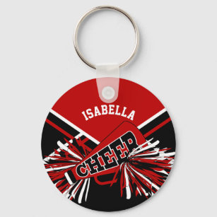 Cheerleader Spirit - Dark Red, Black and White Keychain