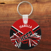 Cheerleader Spirit - Dark Red, Black and White Keychain (Front)