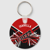Cheerleader Spirit - Dark Red, Black and White Keychain (Back)