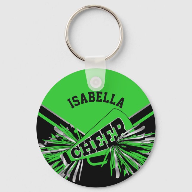 Cheerleader Spirit - Green, Silver and Black Keychain (Front)