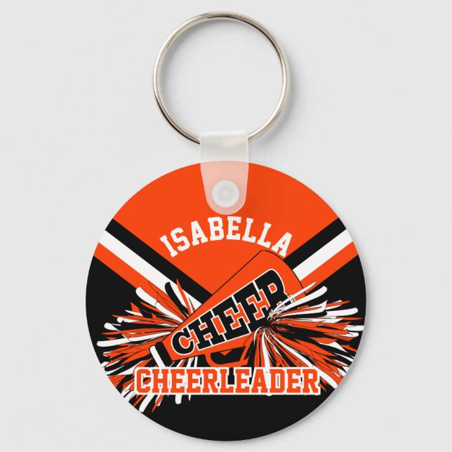Cheerleader Spirit - Orange, Black and White Keychain (Front)