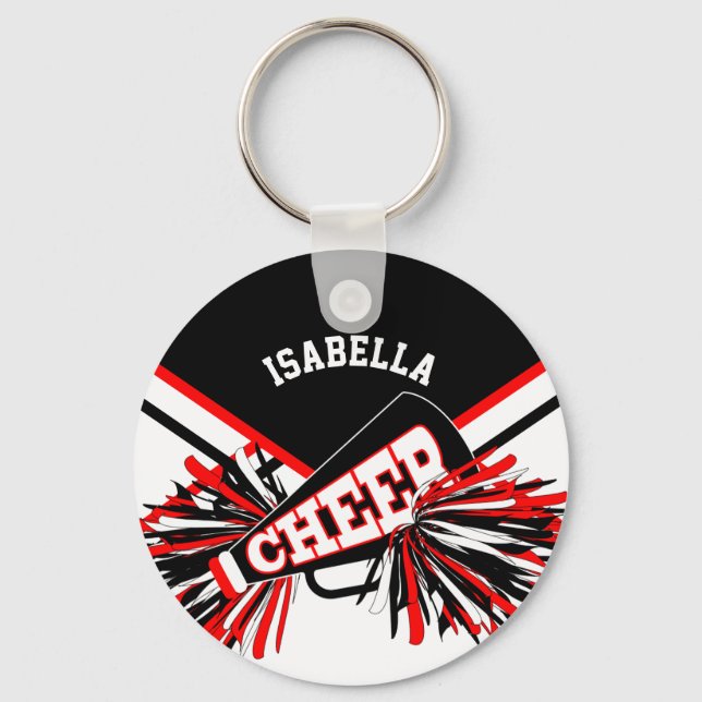 Cheerleader Spirit - Red, Black and White Keychain (Front)