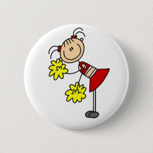 Cheerleader Stick Figure 2 Inch Round Button