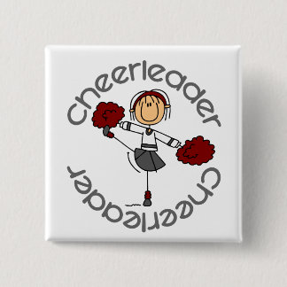 Cheerleader Stick Figure 2 Inch Square Button