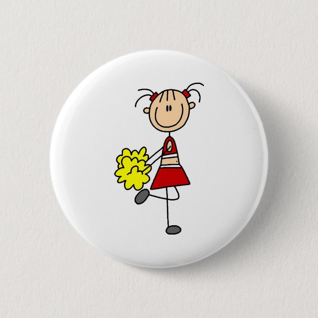 Cheerleader Stick Figure Button (Front)