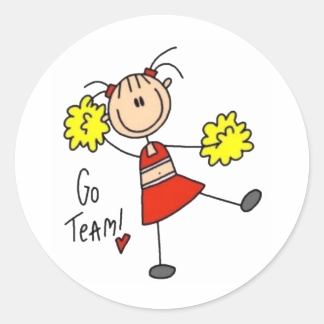 Cheerleader Stick Figure Classic Round Sticker (Front)