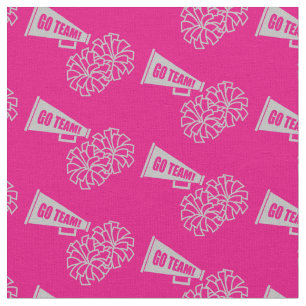 Cheerleader Team School Colors Grey Silver & Pink Fabric